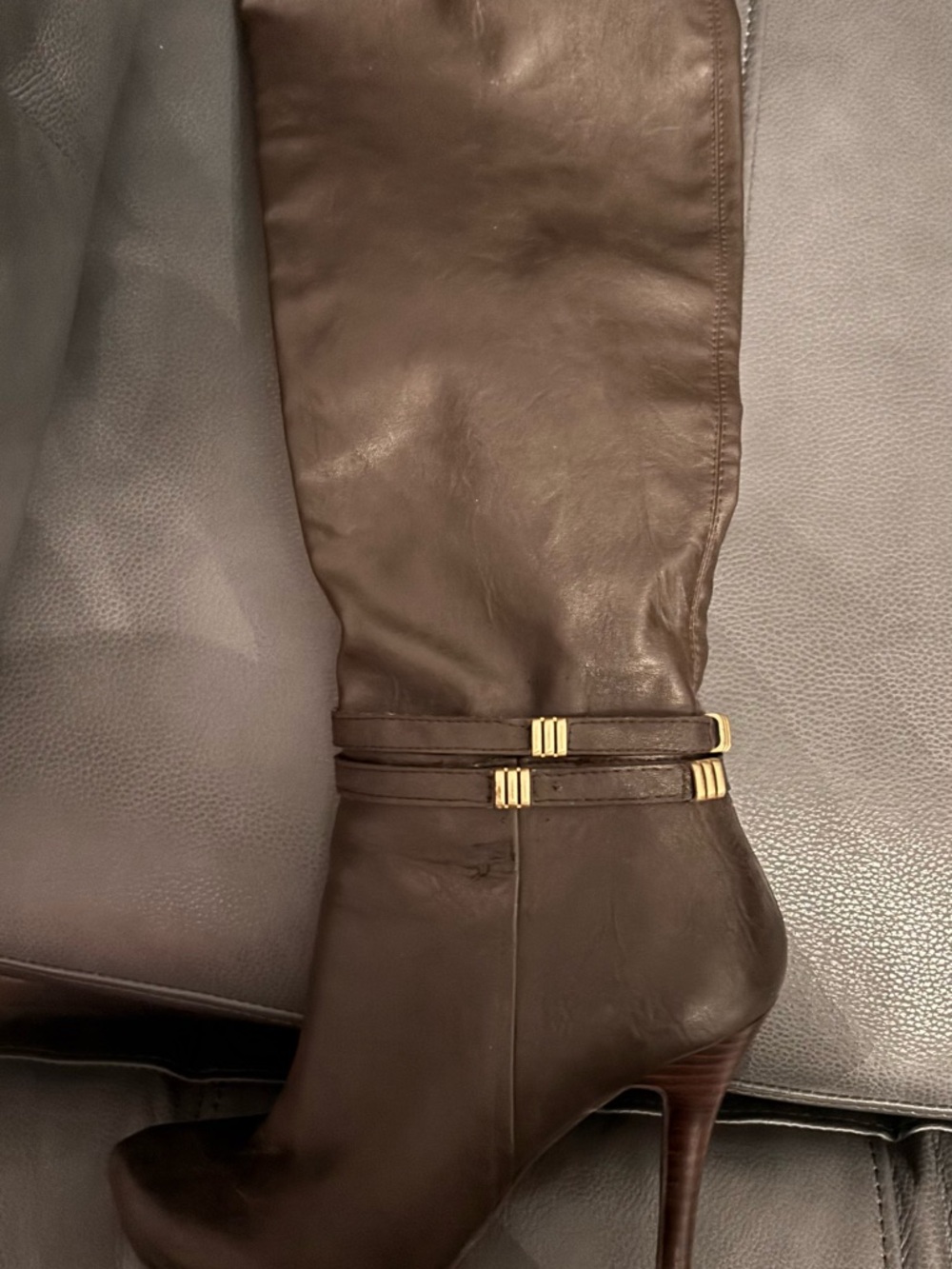 BCBGeneration Dark Brown Leather Knee-High Heeled Boots - Picture 2 of 3